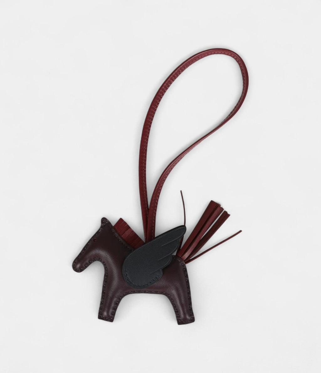 HMPegase Rodeo Bag Charm PM Black Rouge Sellier and Rouge H Milo Lambskin