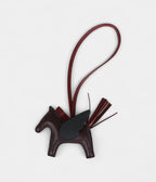 HMPegase Rodeo Bag Charm PM Black Rouge Sellier and Rouge H Milo Lambskin