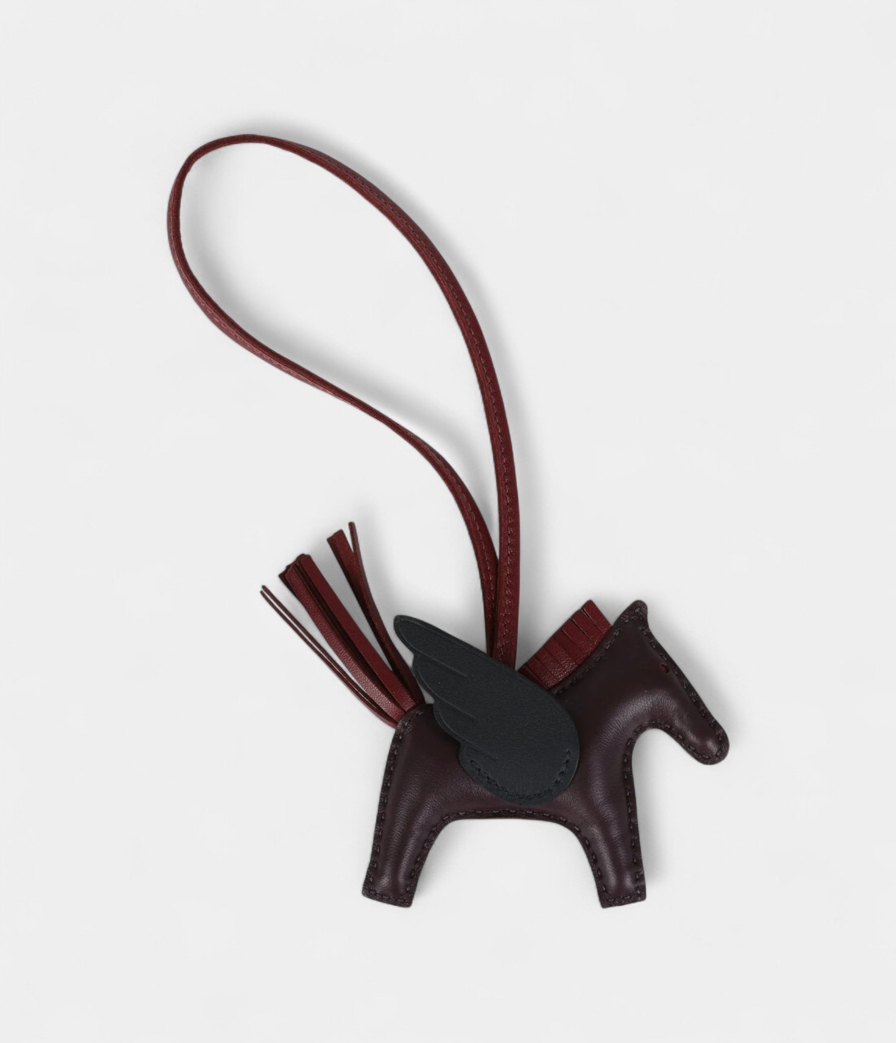 HMPegase Rodeo Bag Charm PM Black Rouge Sellier and Rouge H Milo Lambskin