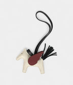 HMPegase Rodeo Bag Charm PM Craie Black and Rouge H Milo Lambskin
