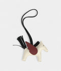 HMPegase Rodeo Bag Charm PM Craie Black and Rouge H Milo Lambskin