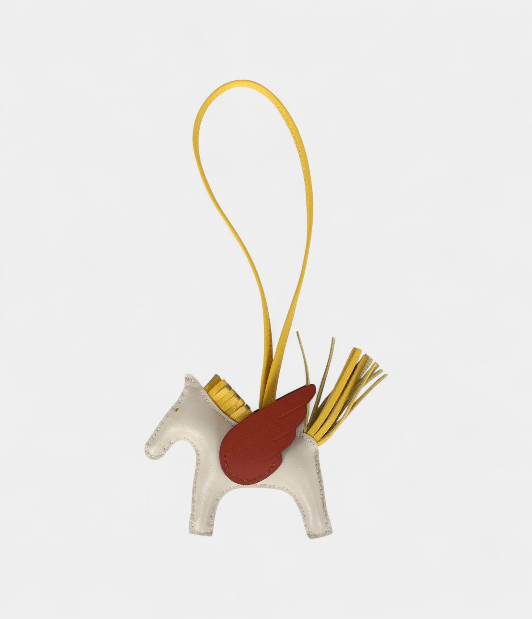 HMPegase Rodeo Bag Charm PM Craie  Jaune De Naples Cuivre Milo Lambskin