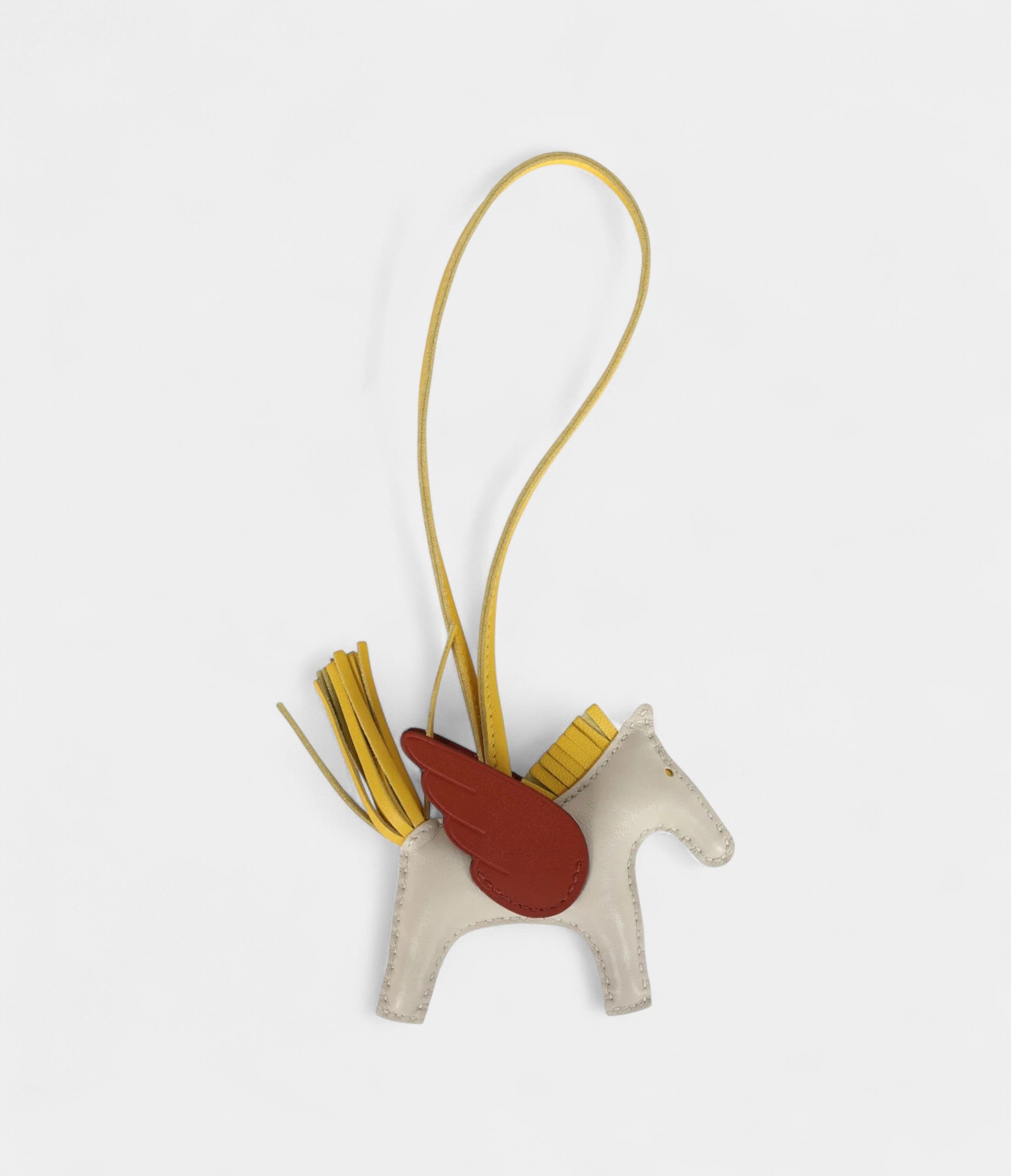 HMPegase Rodeo Bag Charm PM Craie  Jaune De Naples Cuivre Milo Lambskin
