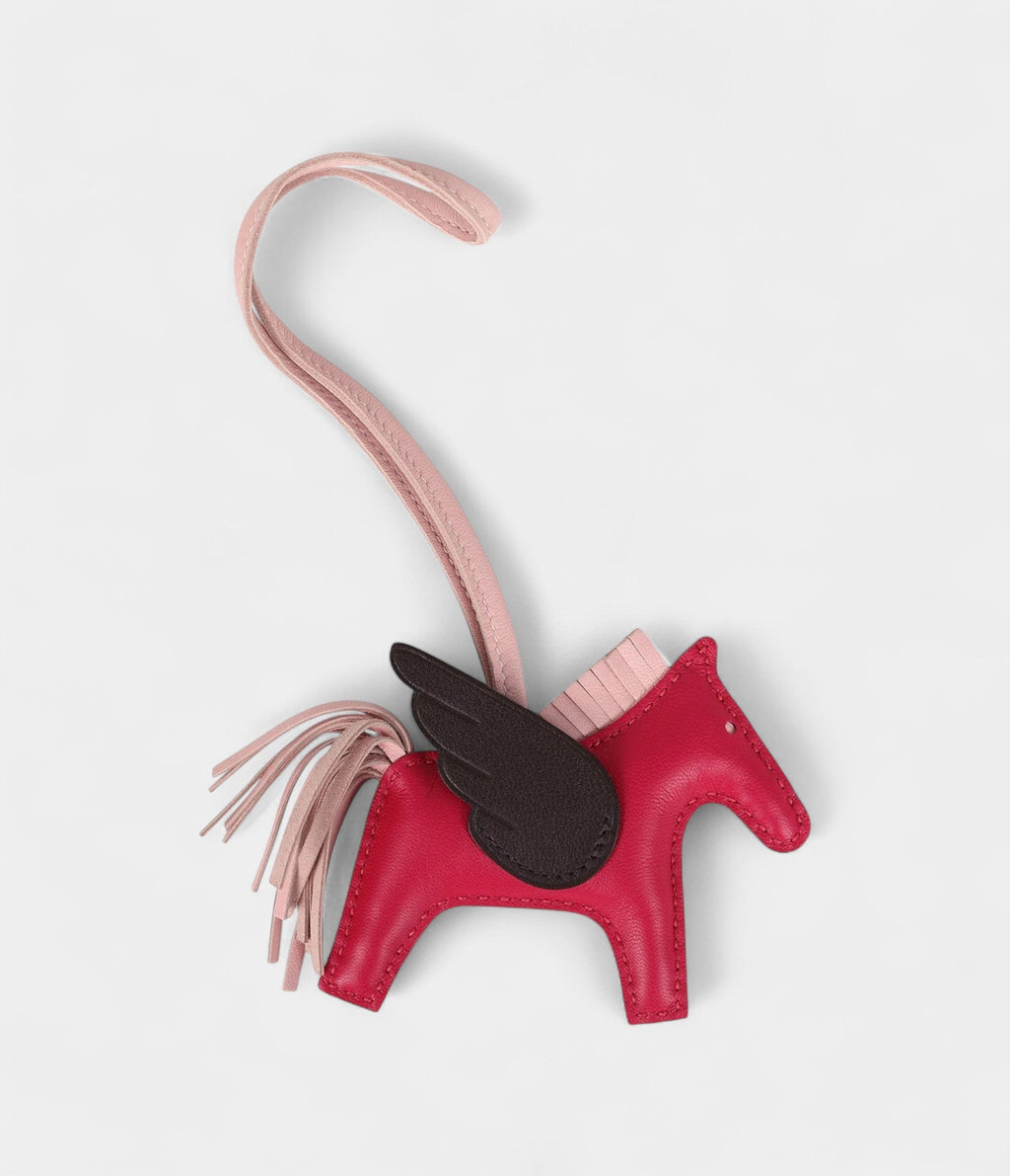 HMPegase Rodeo Bag Charm PM Framboise Rose Sakura and Rouge Sellier Milo Lambskin