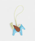 HMPegase Rodeo Bag Charm PM Gold Bleu Celeste and Jaune Milton Milo Lambskin