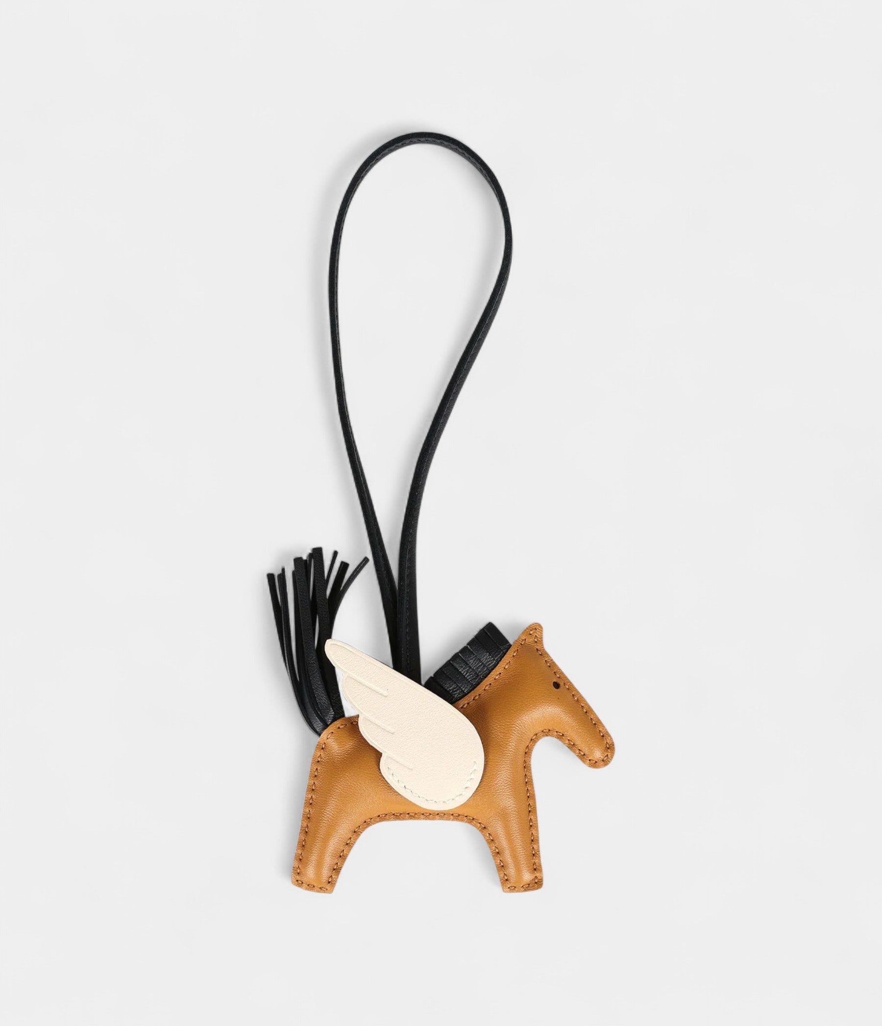 HMPegase Rodeo Bag Charm PM Sesame Black Nata Milo Lambskin