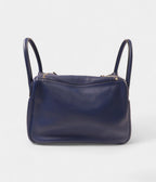 Hermes Phw Lindy 30 2way Shoulder Hand Bag Vaux Swift Leather Blue Indigo