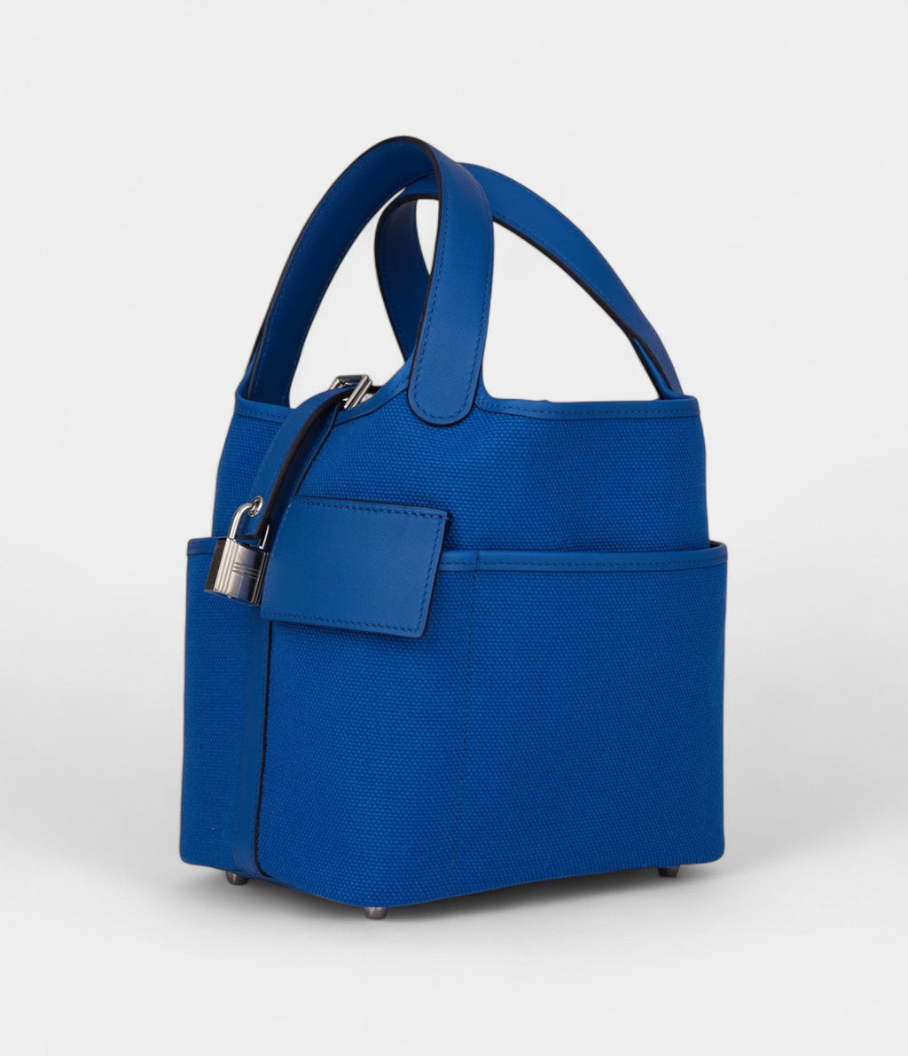 HMPicotin Lock 18 Bleu Swift and Toile Canvas Palladium Hardware