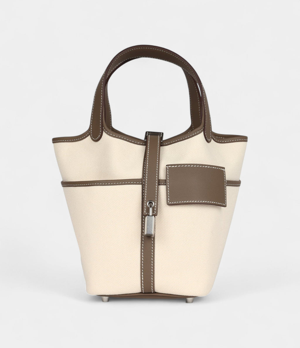 HMPicotin Lock 18 Cargo Toile Canvas and Etoupe Swift Palladium Hardware