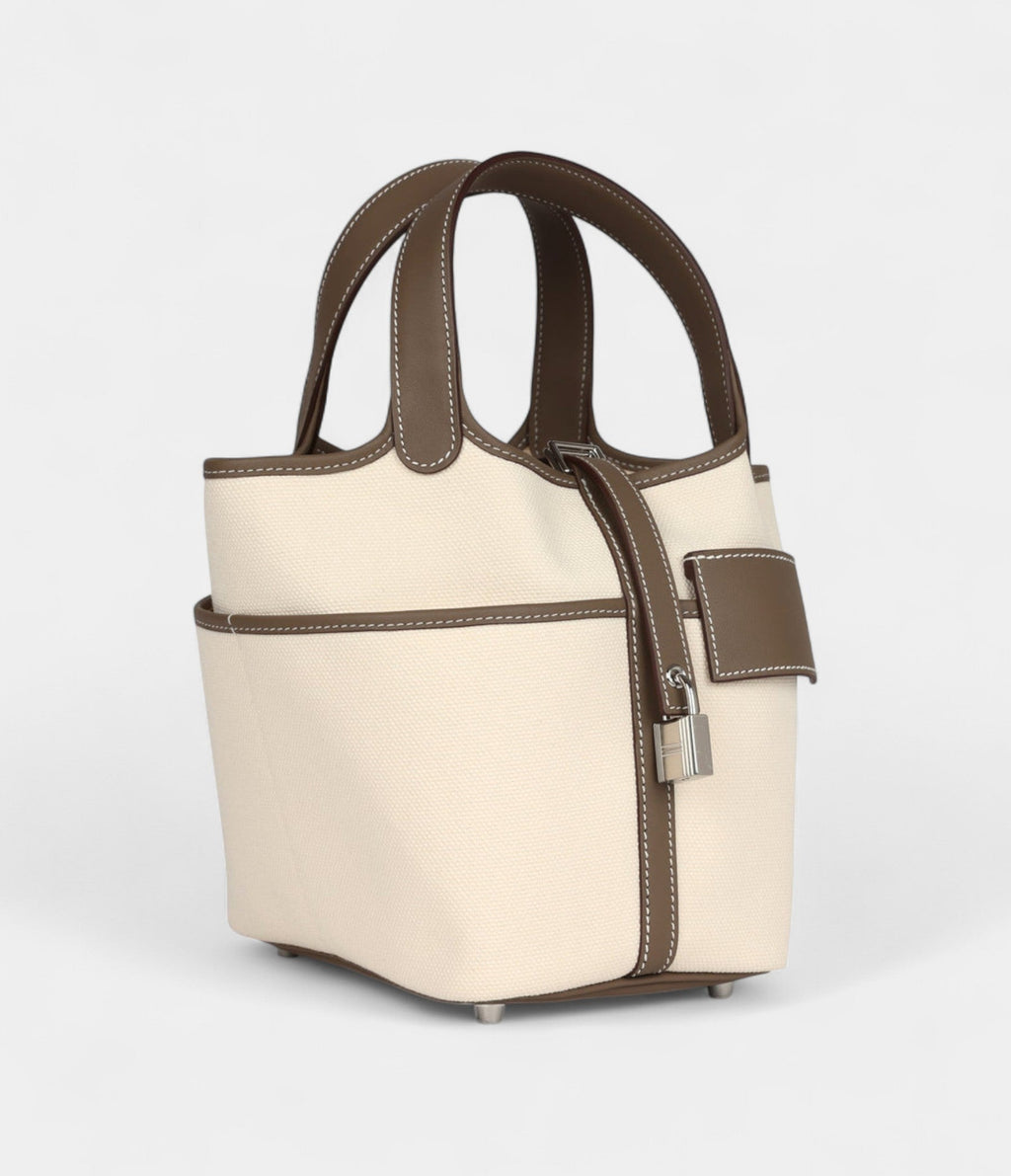 HMPicotin Lock 18 Cargo Toile Canvas and Etoupe Swift Palladium Hardware