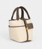 HMPicotin Lock 18 Ecru Toile Canvas and Etoupe Swift Gold Hardware