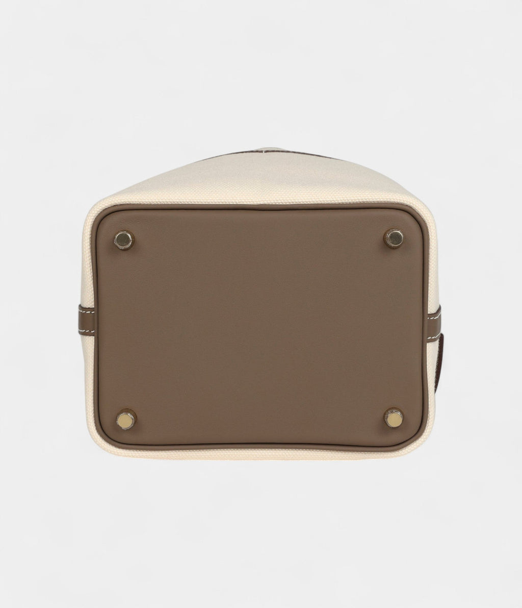 HMPicotin Lock 18 Ecru Toile Canvas and Etoupe Swift Gold Hardware