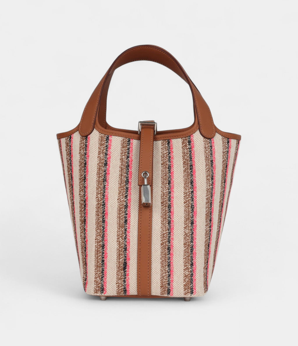 HMPicotin Lock 18 Gold, Ecru-Beige, Rose Pop, Black Toile H and Fauve Swift Palladium Hardware
