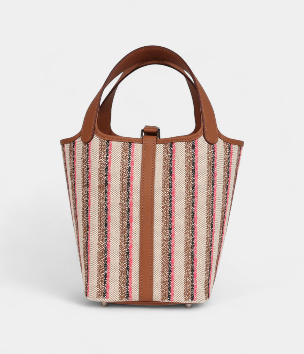 HMPicotin Lock 18 Gold, Ecru-Beige, Rose Pop, Black Toile H and Fauve Swift Palladium Hardware