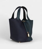 HMPicotin Lock 18 Night Blue and Cypress Green Coat Clemence Gold Hardware