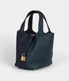 HMPicotin Lock 18 Night Blue and Cypress Green Coat Clemence Gold Hardware