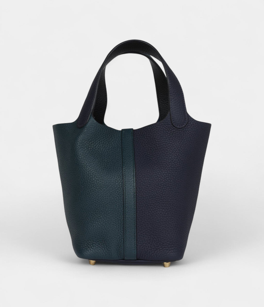 HMPicotin Lock 18 Night Blue and Cypress Green Coat Clemence Gold Hardware