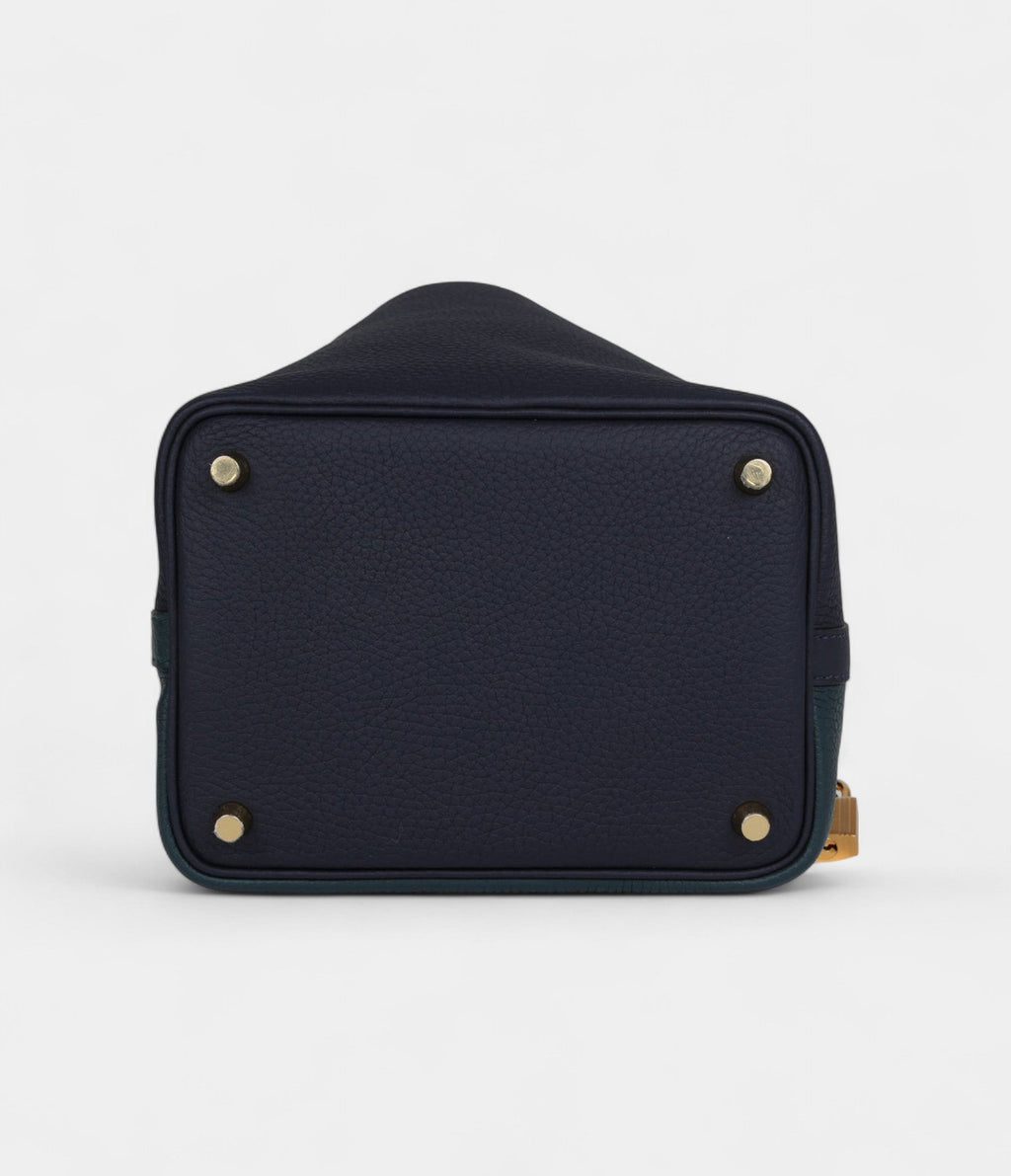 HMPicotin Lock 18 Night Blue and Cypress Green Coat Clemence Gold Hardware