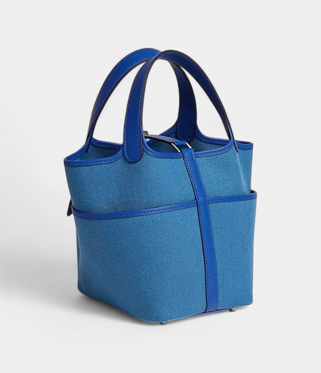 HMPicotin Lock 18 Pocket Goeland Canvas and Swift Calfskin Palladium Hardware