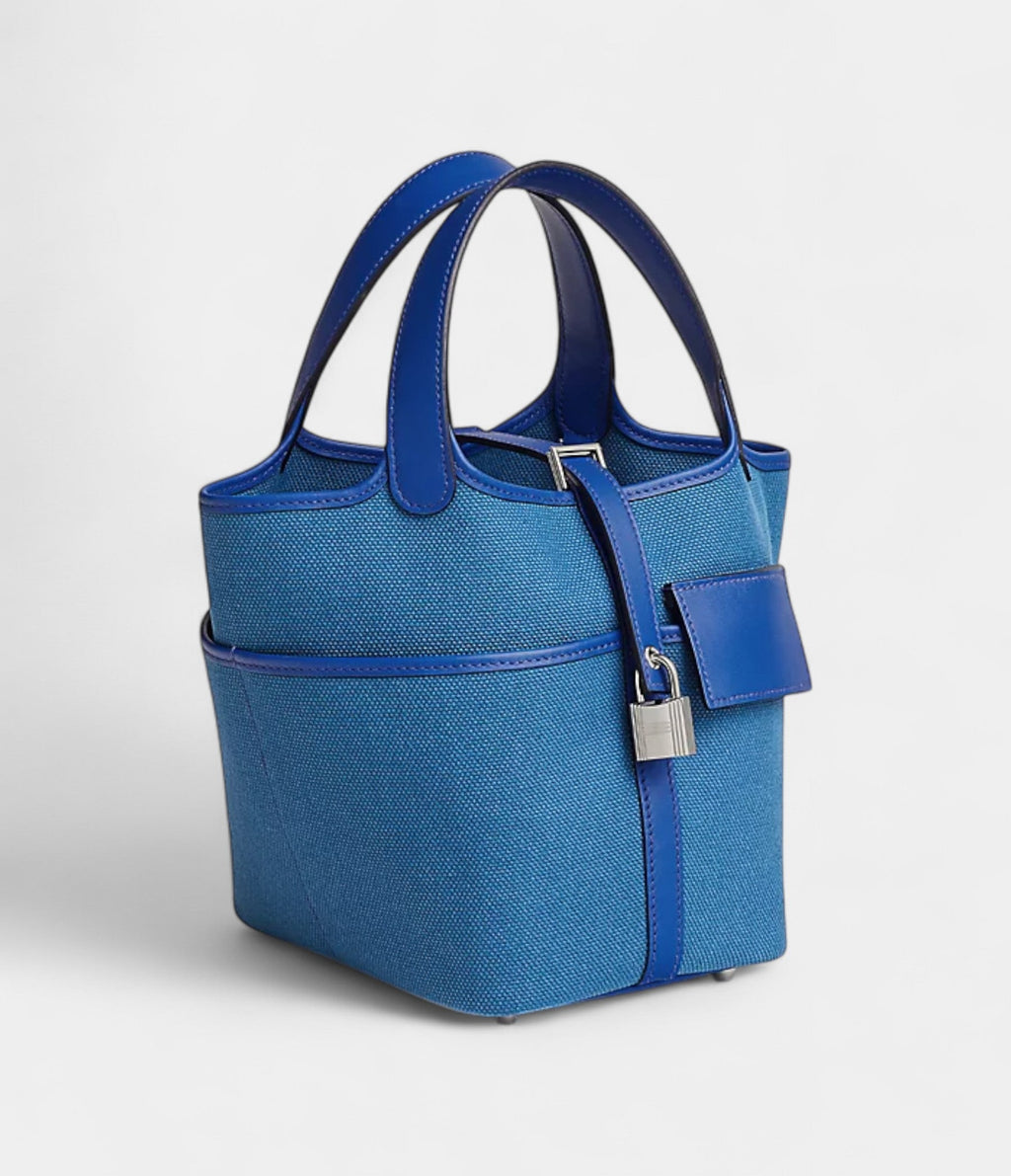 HMPicotin Lock 18 Pocket Goeland Canvas and Swift Calfskin Palladium Hardware