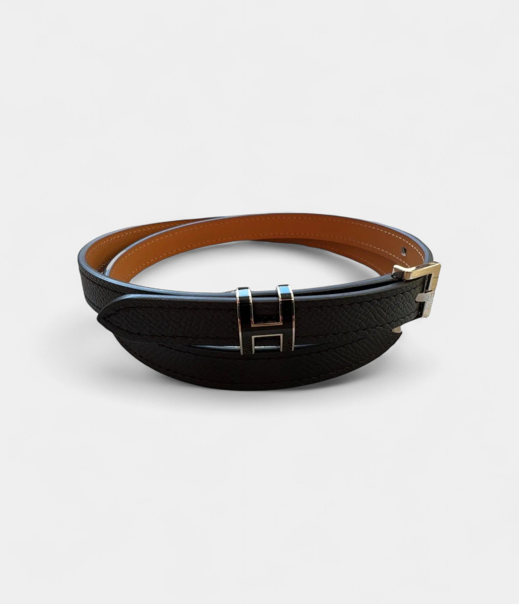 HMPop H Leather Belt Enamel Buckle