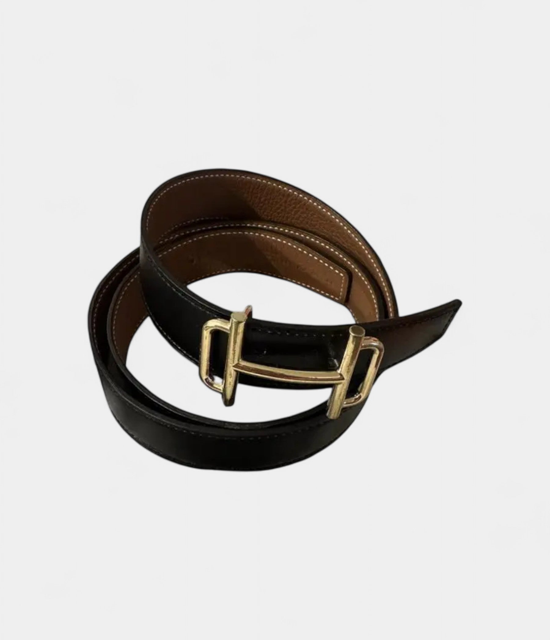 HMReversible Belt in Black and Gold-Brown Timeless Elegance and Versatility