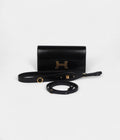 HMRock Constance Wallet To Go Black Box Leather with Gold Hardware