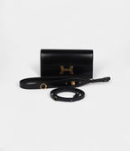 HMRock Constance Wallet To Go Black Box Leather with Gold Hardware