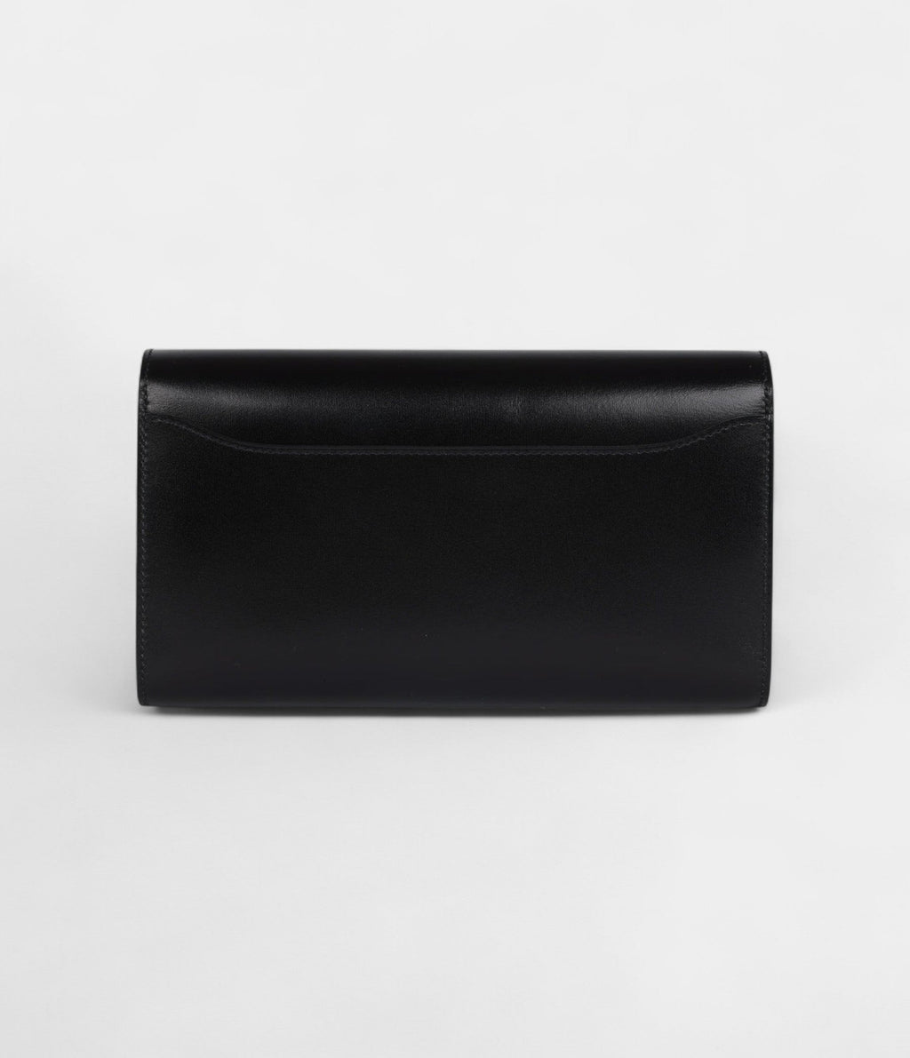 HMRock Constance Wallet To Go Black Box Leather with Gold Hardware
