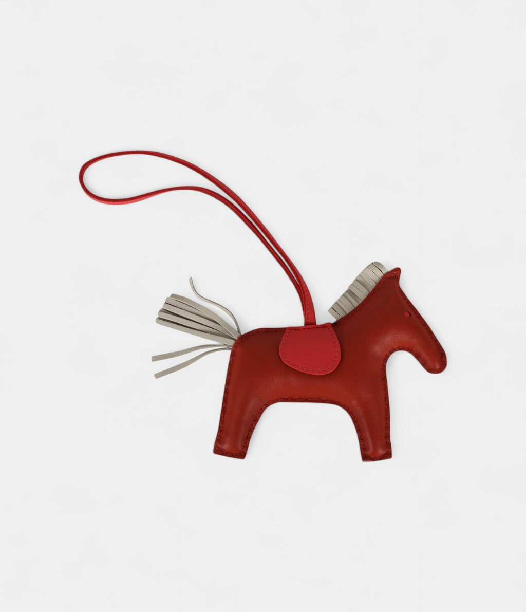 HMRodeo Bag Charm MM Cornaline Craie and Rose Texas Milo Lambskin