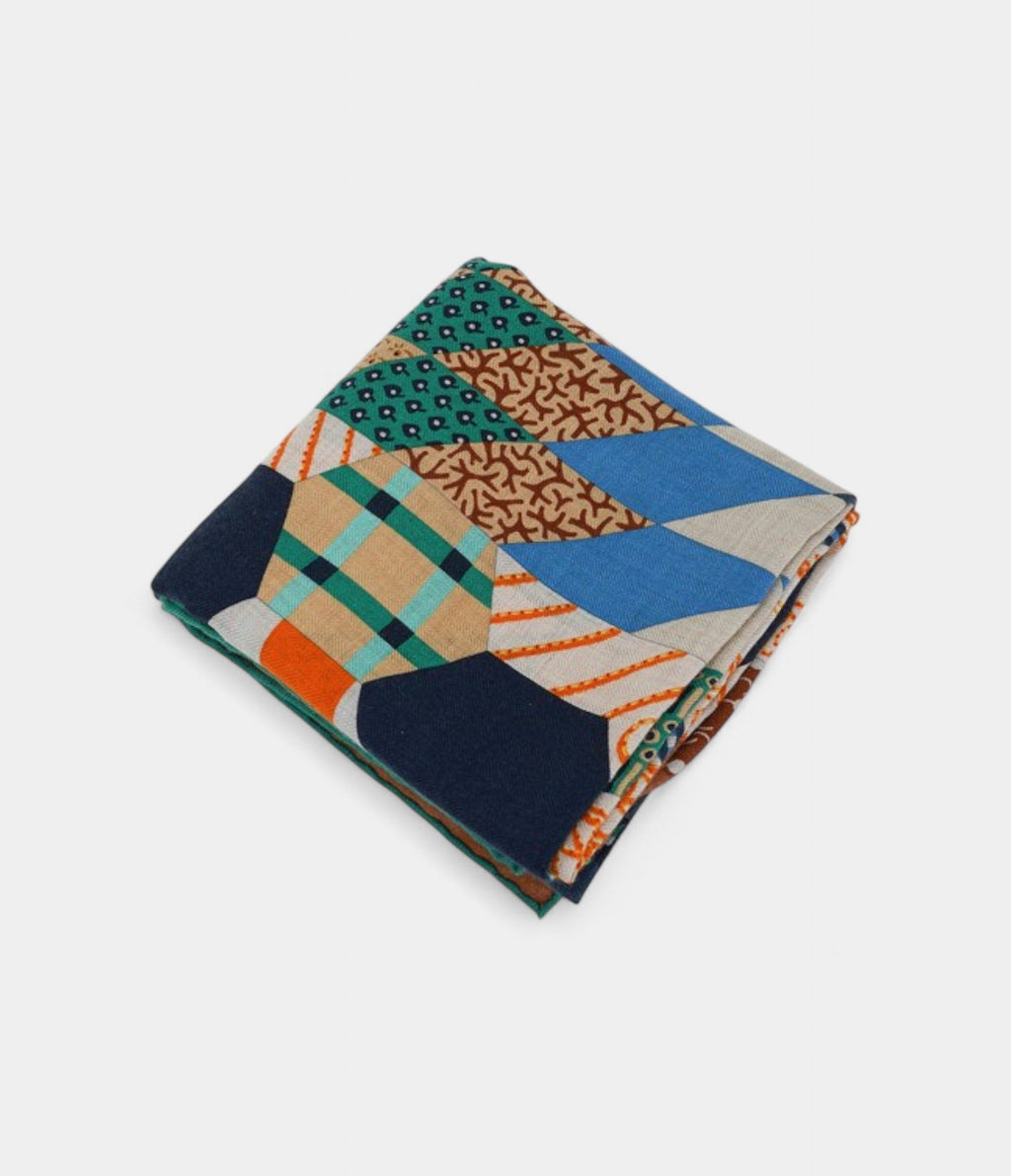 Hermes Scarves 140cm Shawls American Quilts Silk and Cashmere Hazelnut Naturel and Vert