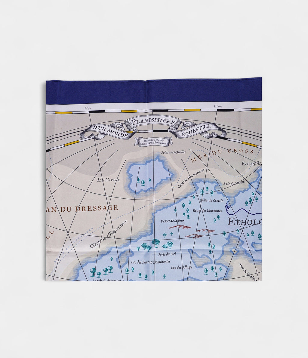 Hermes Scarves 140cm Shawls Scarf Silk From an Equestrian World Planisphere