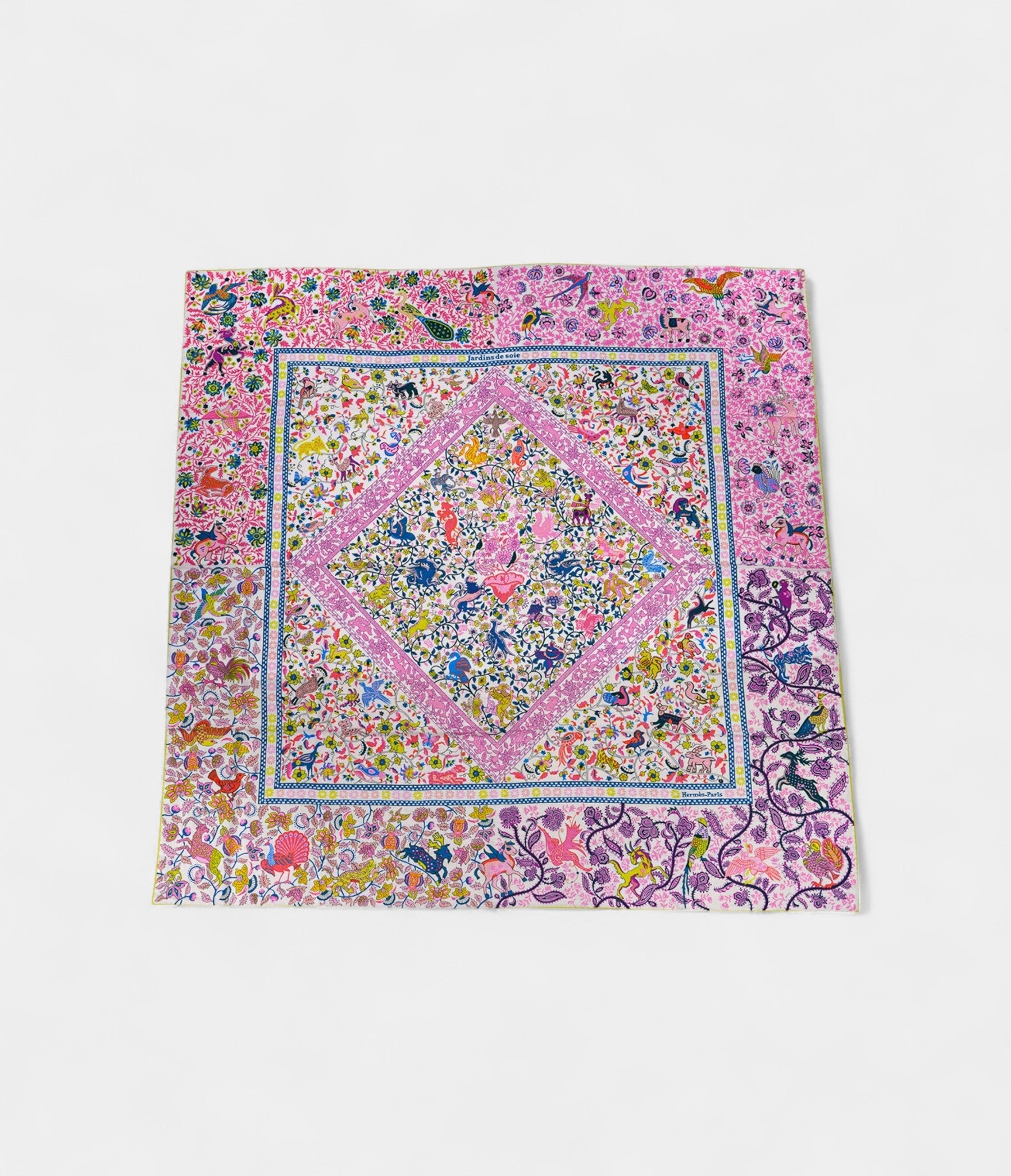 Hermes Scarves 140cm Shawls Silk Gardens Candy Pink Yellow Cashmere Scarf