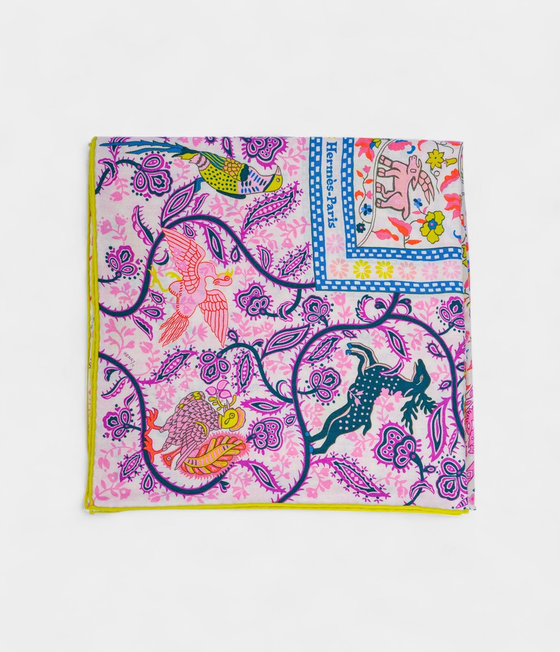 Hermes Scarves 140cm Shawls Silk Gardens Candy Pink Yellow Cashmere Scarf