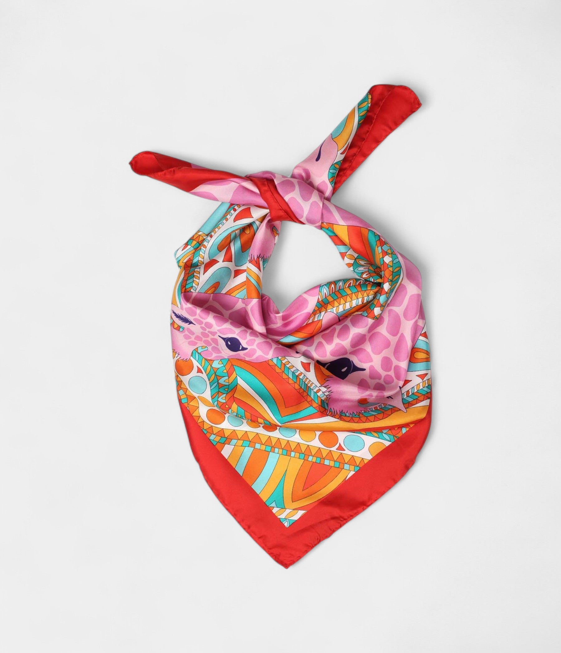 Hermes Scarves 140cm Shawls Silk Red Giraffe Scarf