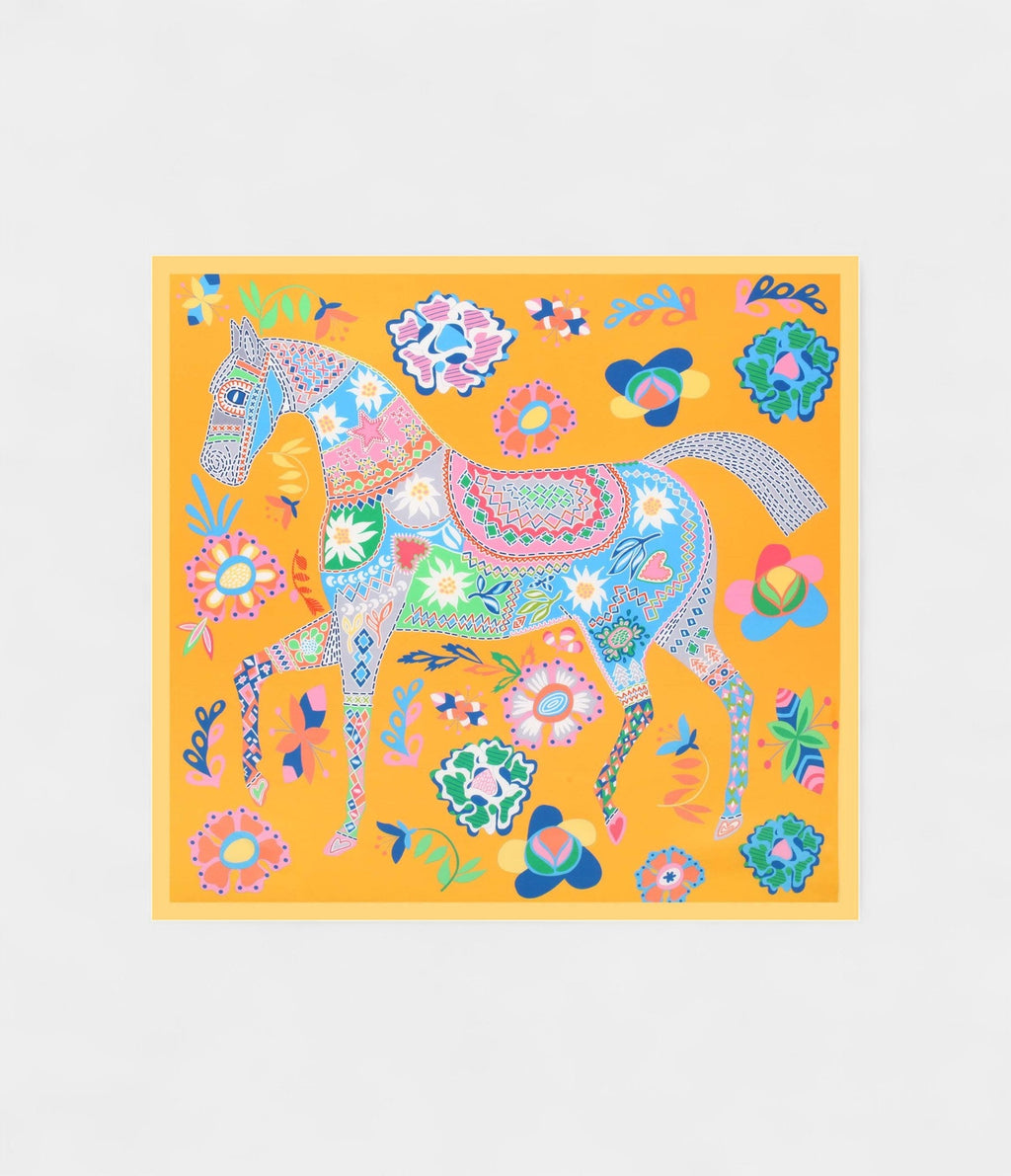 Hermes Scarves 140cm Shawls Silk Yellow Horse Scarf