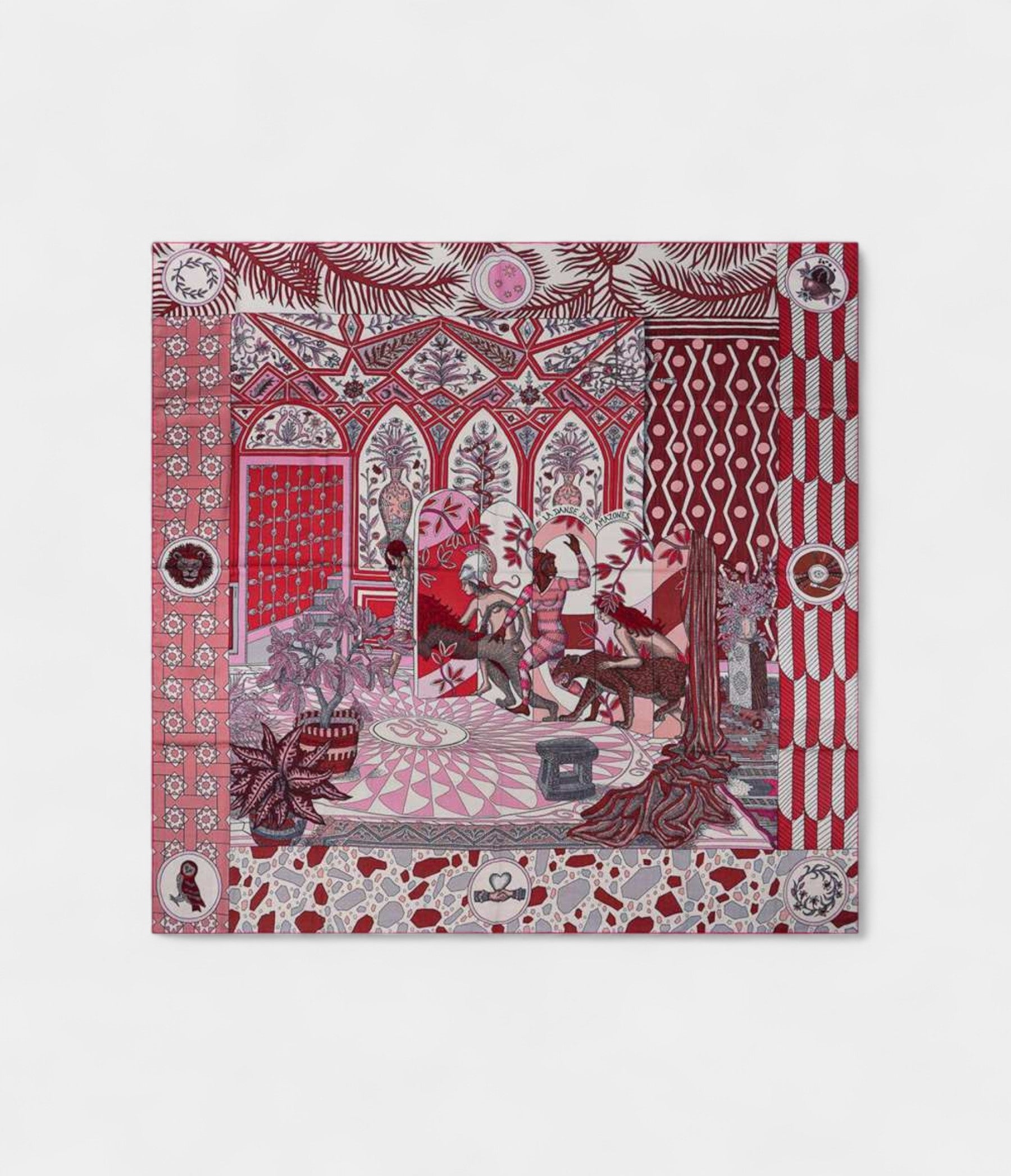 Hermes Scarves 140cm Shawls The Dance of the Amazons Old Pink Grey White Cashmere Scarf