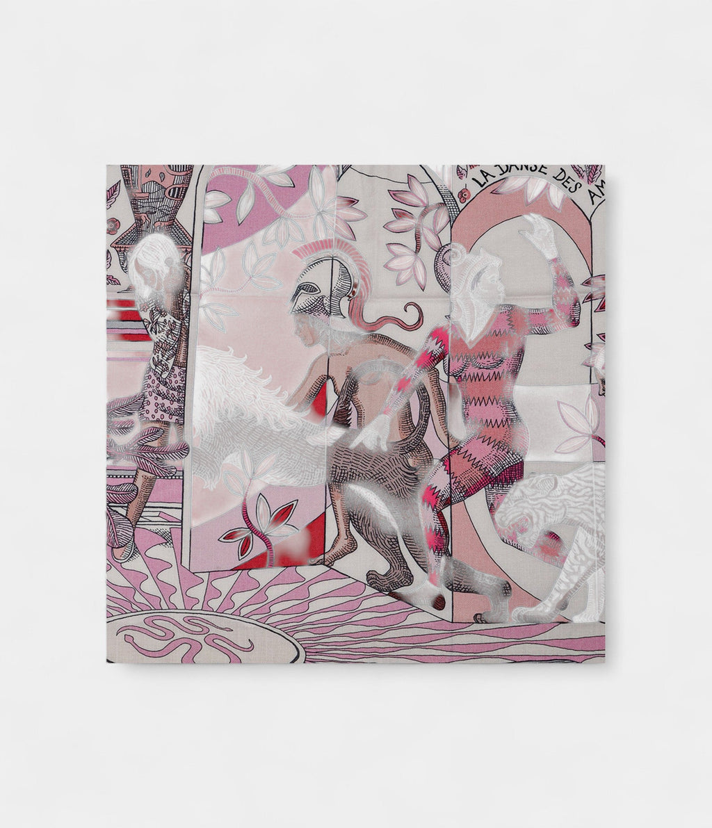 Hermes Scarves 140cm Shawls The Dance of the Amazons Old Pink Grey White Cashmere Scarf