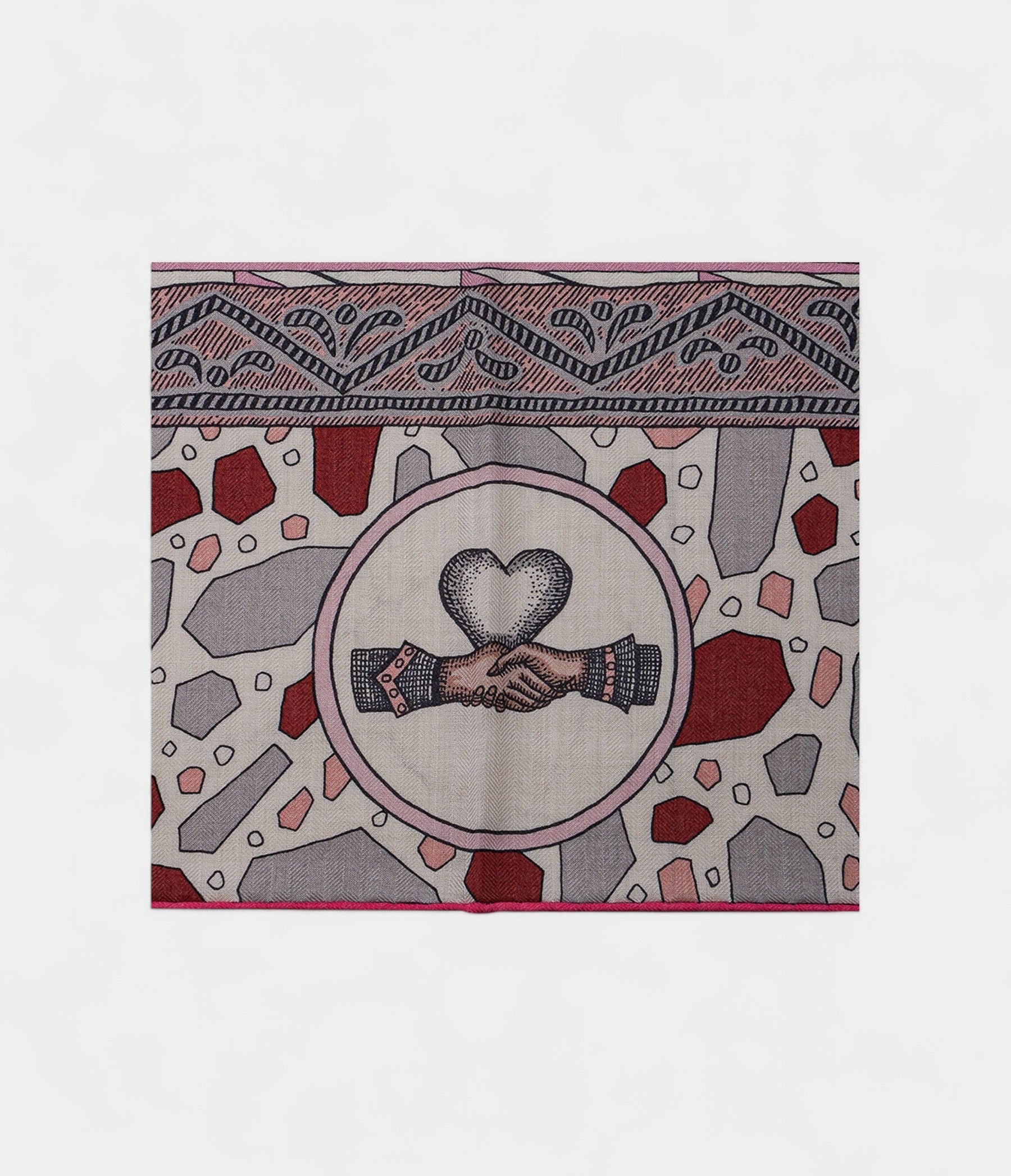 Hermes Scarves 140cm Shawls The Dance of the Amazons Old Pink Grey White Cashmere Scarf