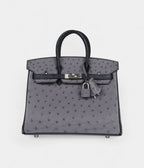 HMSpecial Order Gris Agate and Bleu Indigo Ostrich Brushed Palladium Hardware