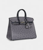 HMSpecial Order Gris Agate and Bleu Indigo Ostrich Brushed Palladium Hardware