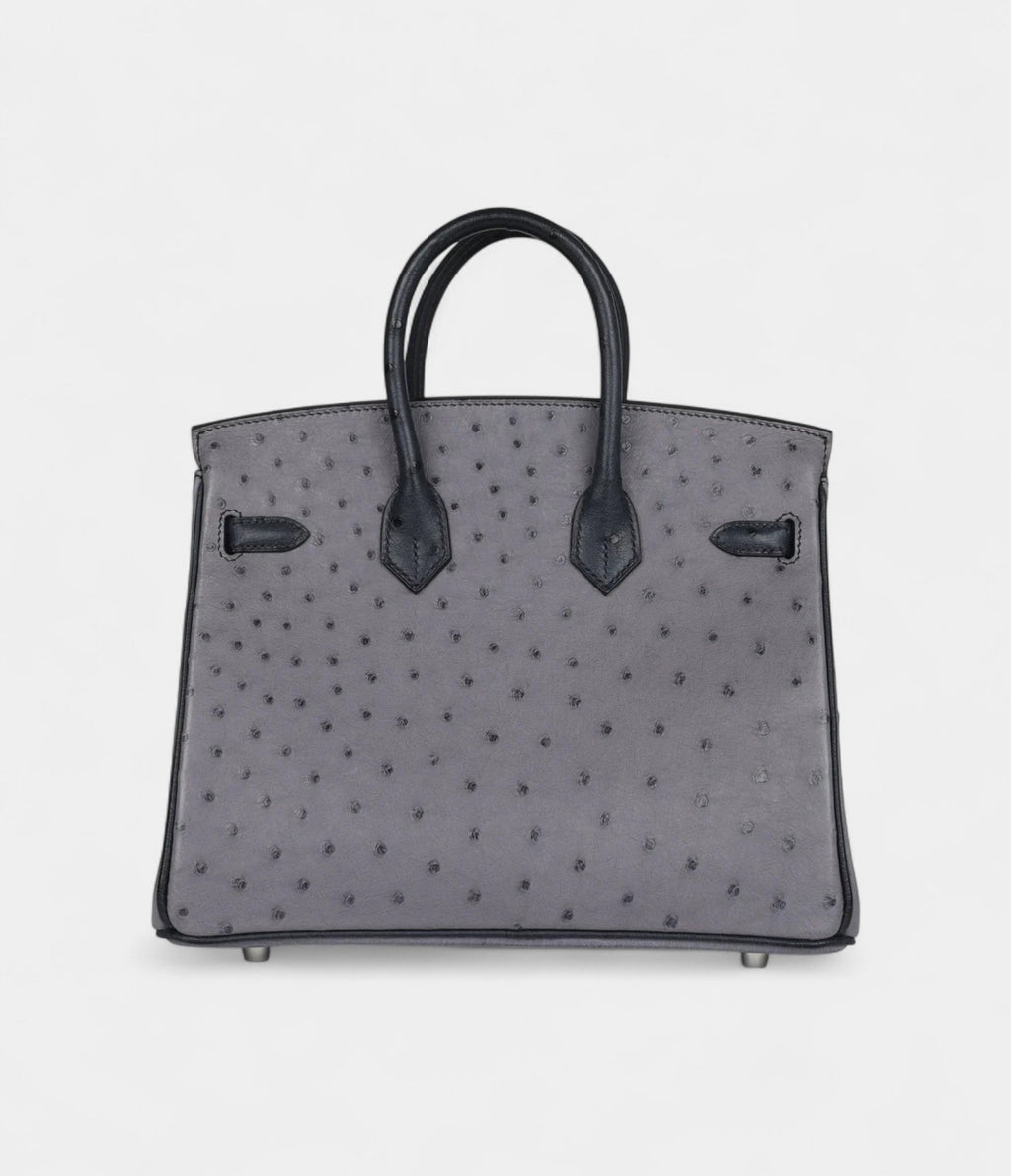 HMSpecial Order Gris Agate and Bleu Indigo Ostrich Brushed Palladium Hardware
