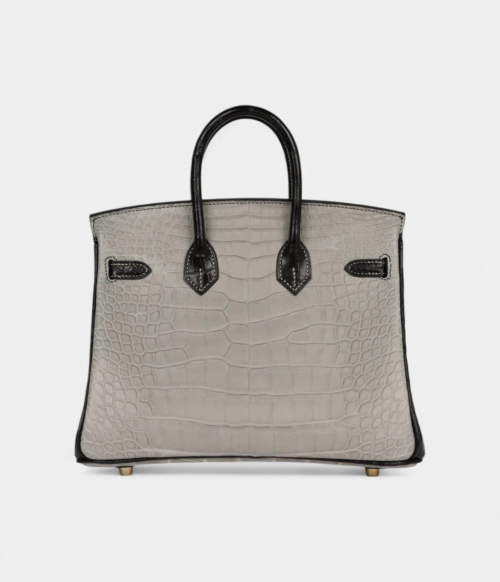 HMSpecial Order Gris Perle and Black Matte Alligator Mississippienis Brushed Gold Hardware