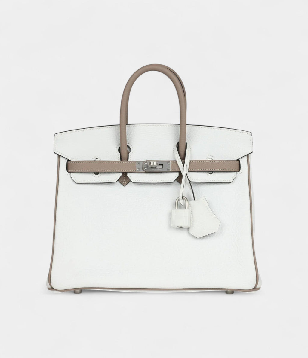 HMSpecial Order White and Etoupe Clemence Brushed Palladium Hardware