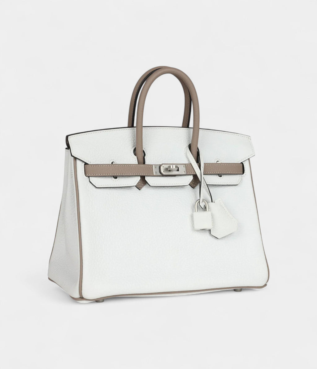 HMSpecial Order White and Etoupe Clemence Brushed Palladium Hardware