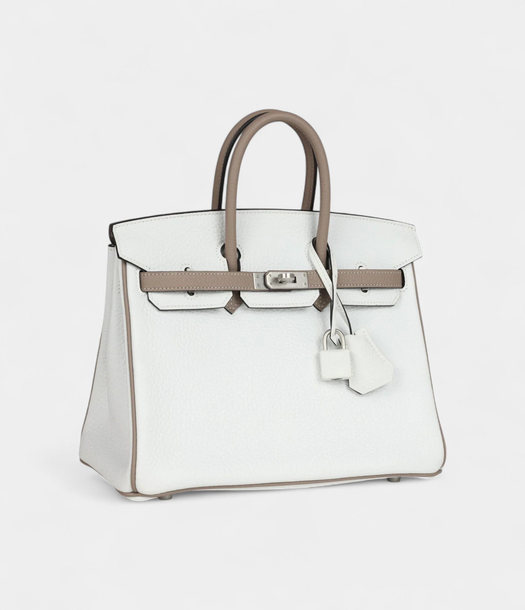 HMSpecial Order White and Etoupe Clemence Brushed Palladium Hardware