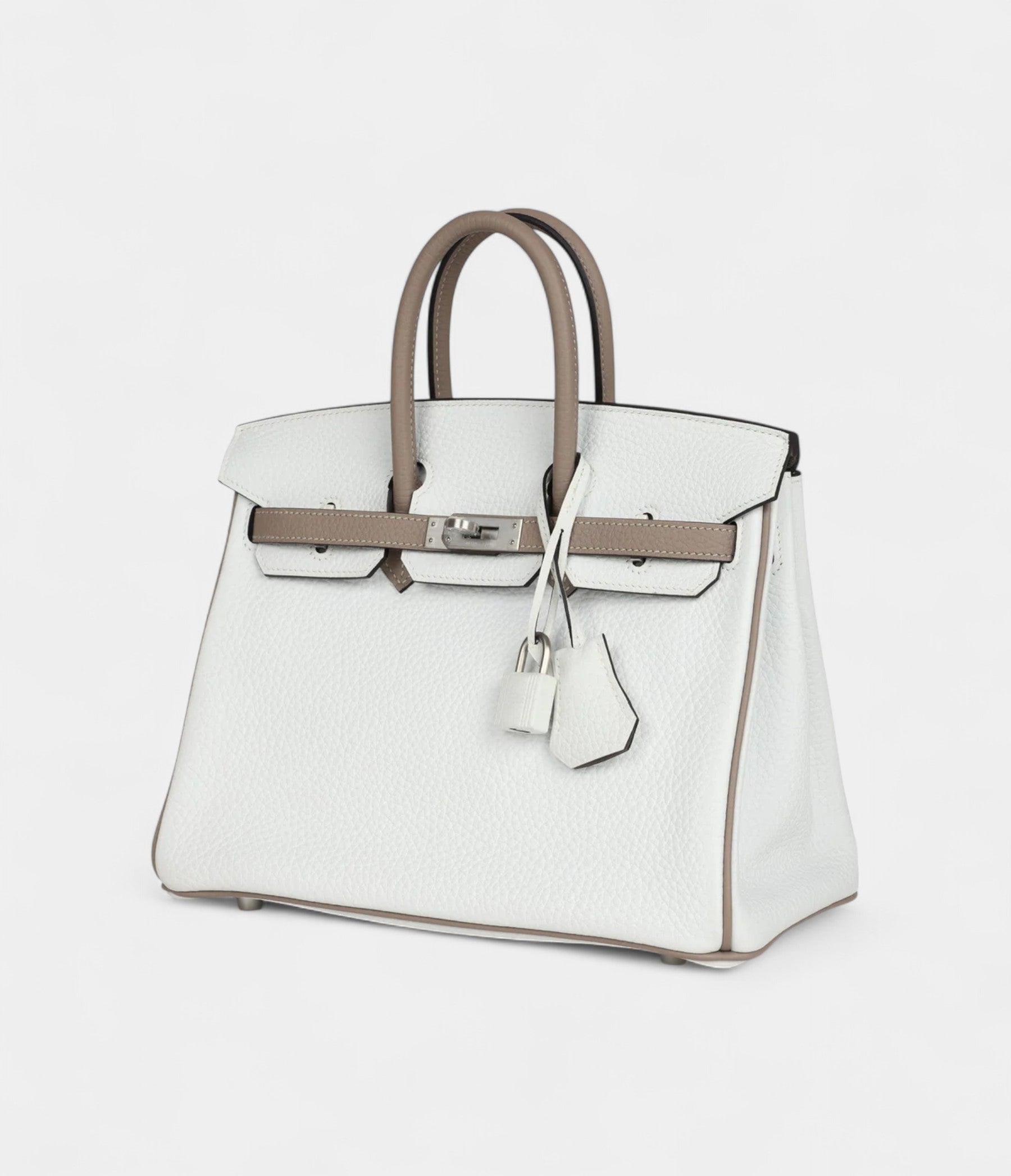 HMSpecial Order White and Etoupe Clemence Brushed Palladium Hardware