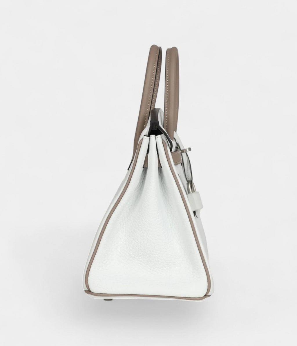 HMSpecial Order White and Etoupe Clemence Brushed Palladium Hardware