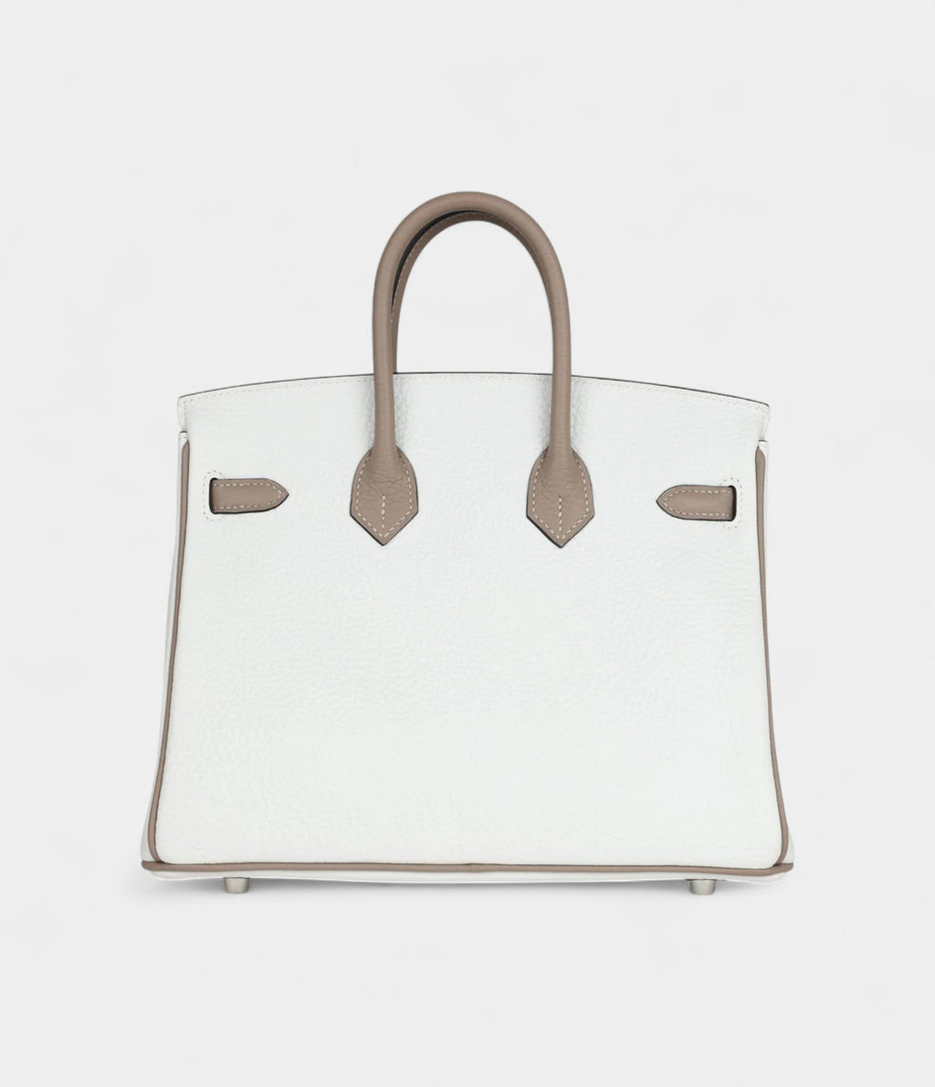HMSpecial Order White and Etoupe Clemence Brushed Palladium Hardware