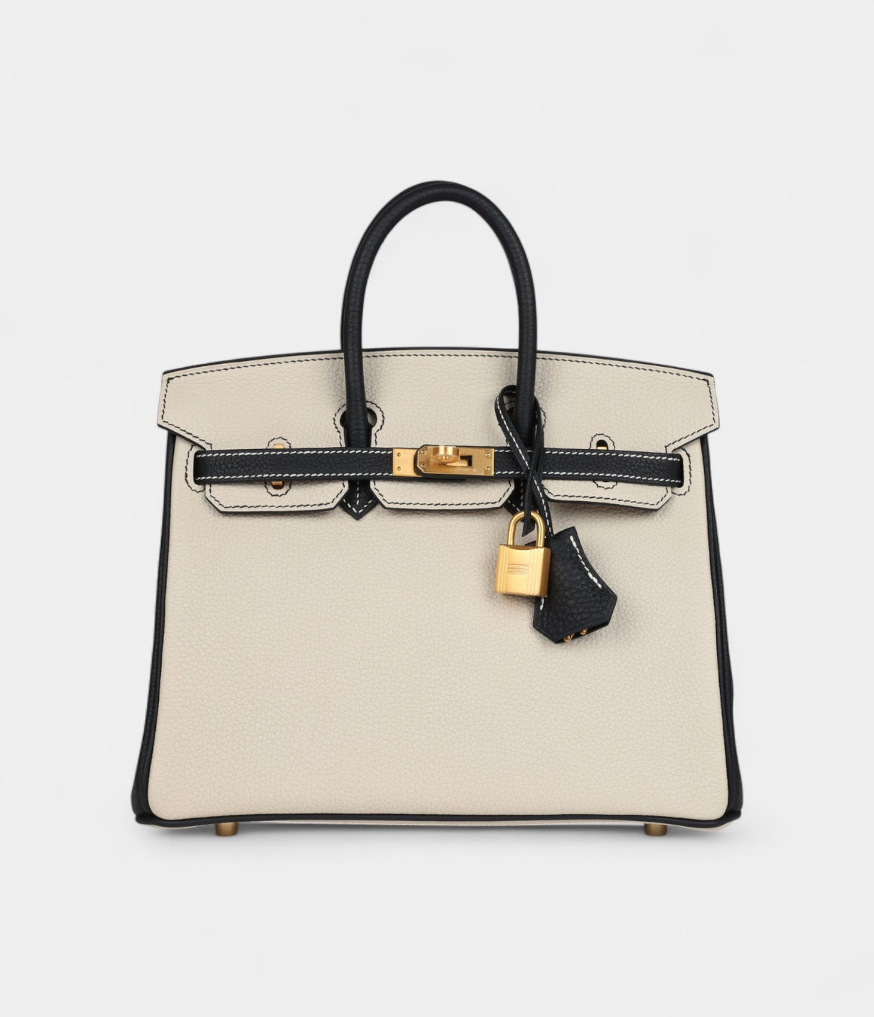 HM BK 25 Craie and Black Togo Brushed Gold Hardware